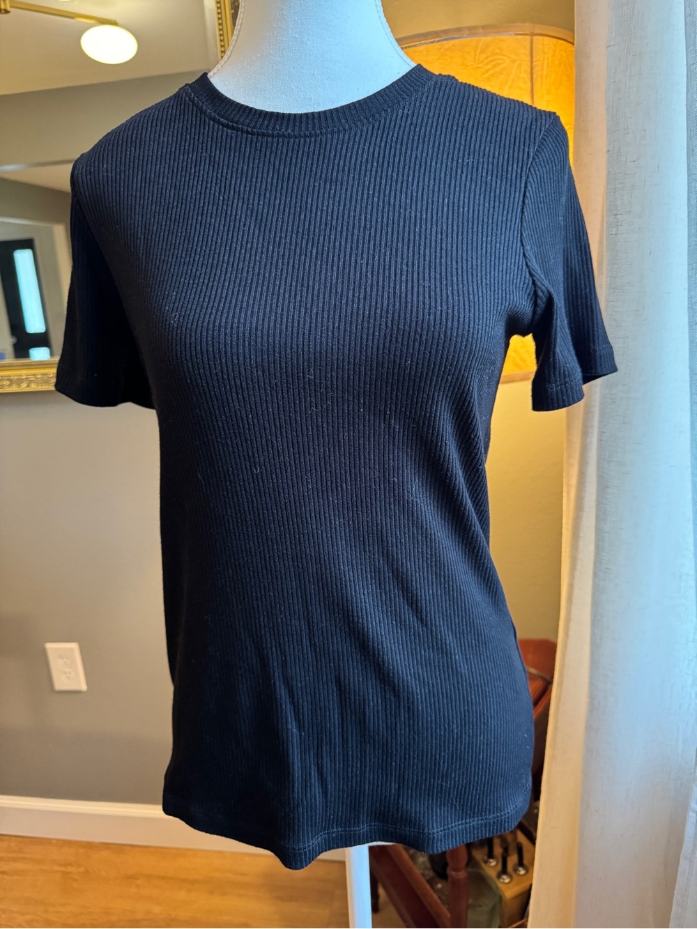 American Giant Black Ribbed Short Sleeve Tee Crewneck M